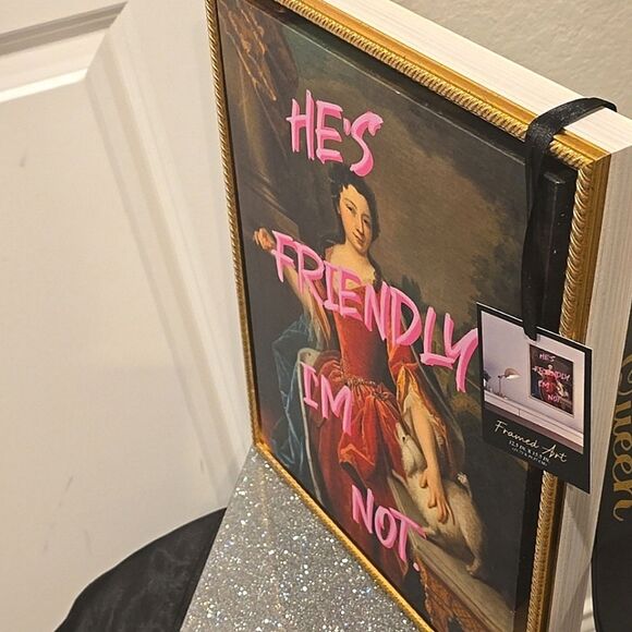 Altered Art "He's Friendly, I Am Not" Framed Canvas Wall Decor - Picture 4 of 6